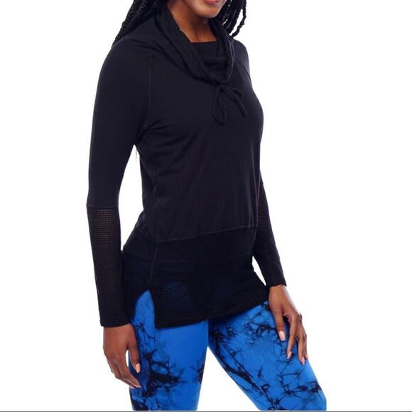 𝅺nux Ricky Black Cowl Neck Perforated Long Sleeve Pullover Sz L - Picture 14 of 14